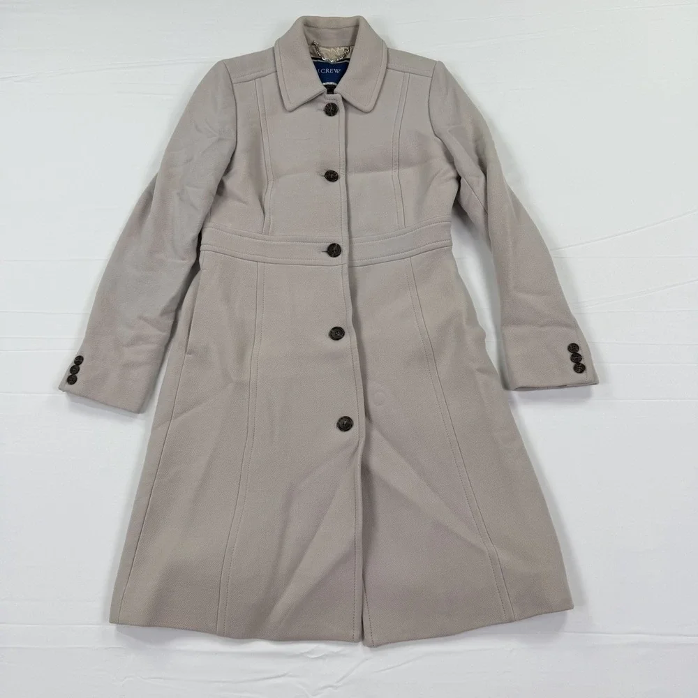 J.Crew Italian Double Cloth Wool Thinsulate Long Coat Women's Size 6 Beige